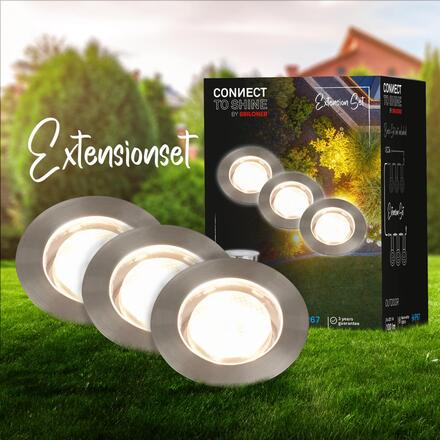 BRILONER CONNECT TO SHINE prodlužovací sada Padouk 3ks LED zapuštěných svítidel do země, IP67 3915032