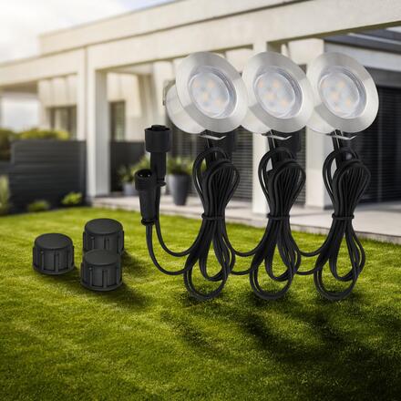 BRILONER CONNECT TO SHINE prodlužovací sada Padouk 3ks LED zapuštěných svítidel do země, IP67 3915032