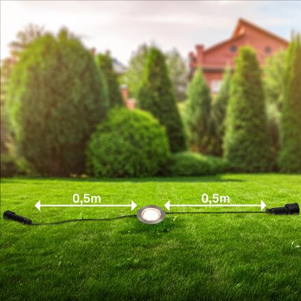 BRILONER CONNECT TO SHINE startovací sada 12V zahradní osvětlení - trafo, 3x LED svítidlo do země, IP67, stříbrná 3916032