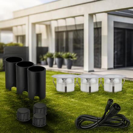 BRILONER CONNECT TO SHINE prodlužovací sada Tilia 3ks LED zapuštěných svítidel do země, IP67 3917032