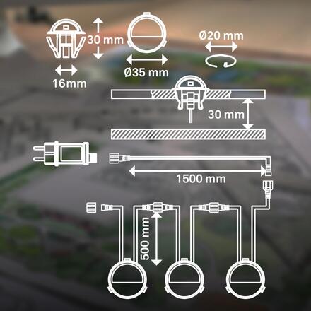 BRILONER CONNECT TO SHINE startovací sada Teak 3ks LED zapuštěných svítidel do země, IP65 3922034