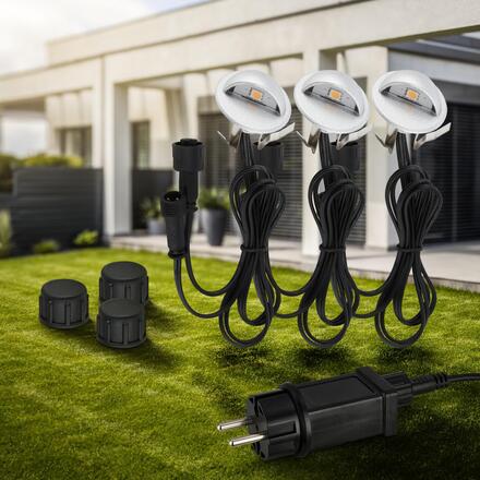 BRILONER CONNECT TO SHINE startovací sada Teak 3ks LED zapuštěných svítidel do země, IP65 3922034