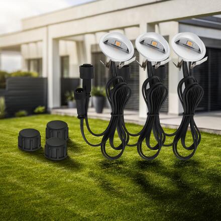 BRILONER CONNECT TO SHINE prodlužovací sada Teak 3ks LED zapuštěných svítidel do země, IP65 3923034