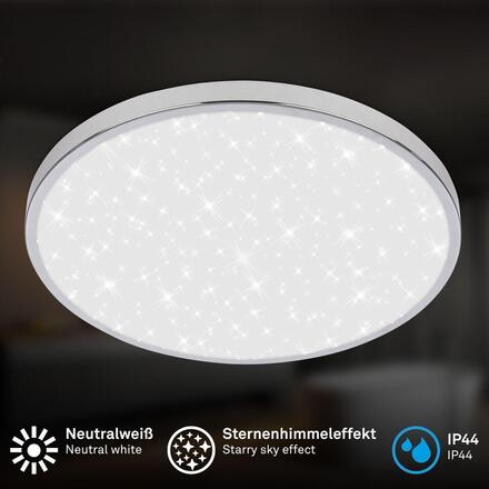 BRILONER Tak stropní svítidlo pr.33 cm - 22W, 2400lm, LED, hvězdné nebe, IP44, chrom 3934018