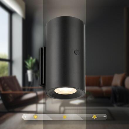 BRILONER Isy nástěnné svítidlo - 2W, 200lm, nabíjecí, LED, dotykový vypínač, stmívatelné, černá 3942015