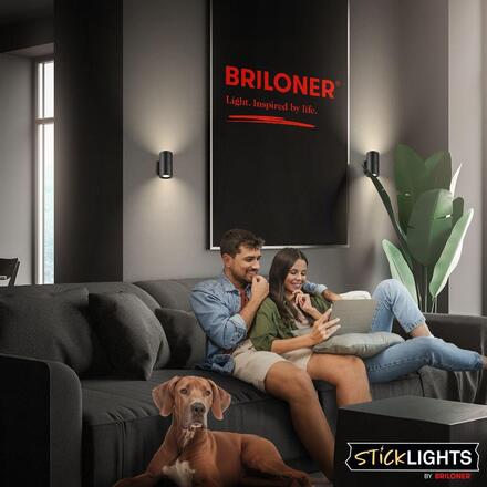 BRILONER Isy nástěnné svítidlo - 2W, 200lm, nabíjecí, LED, dotykový vypínač, stmívatelné, černá 3942015