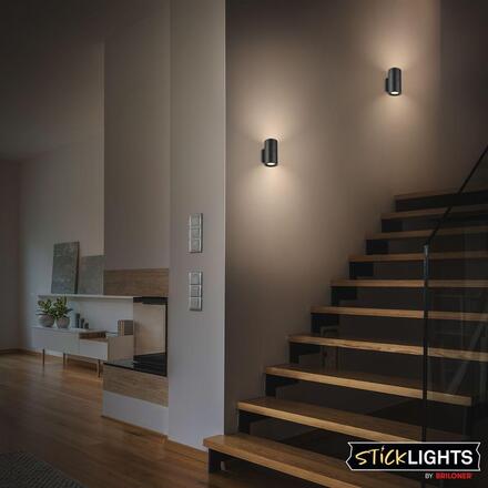 BRILONER Isy nástěnné svítidlo - 2W, 200lm, nabíjecí, LED, dotykový vypínač, stmívatelné, černá 3942015