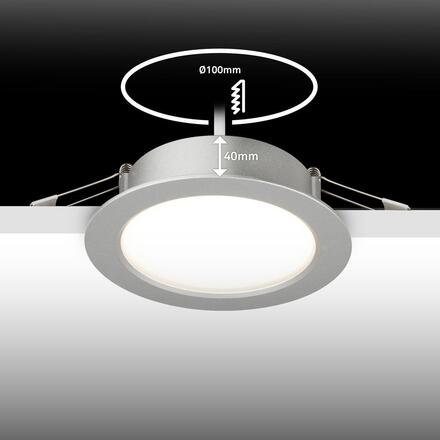 BRILONER Fungo vestavné bodové svítidlo 100mm 3ks sada - 7W, 700lm, LED, stmívatelné, IP65, matný chrom 3945034