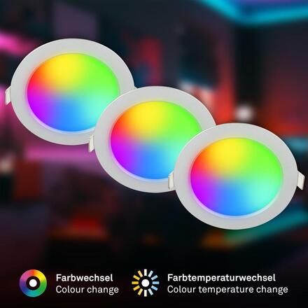 BRILONER Fungo vestavné bodové svítidlo 100mm 3ks sada - 7W, 700lm, LED, stmívatelné, IP65, matný chrom 3945034