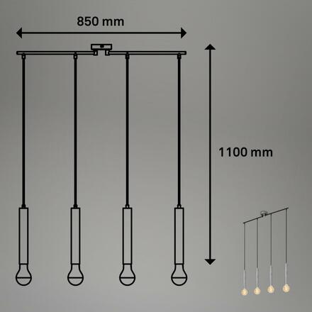 BRILONER Retro závěsné svítidlo, 85 cm, bez 4x E27, max. 60 W, antická stříbrná BRI 4031-044