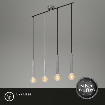 BRILONER Retro závěsné svítidlo, 85 cm, bez 4x E27, max. 60 W, antická stříbrná BRI 4031-044