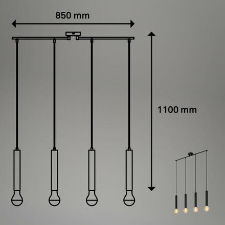 BRILONER Retro závěsné svítidlo, 85 cm, bez 4x E27, max. 60 W, černá-mat BRI 4031-045