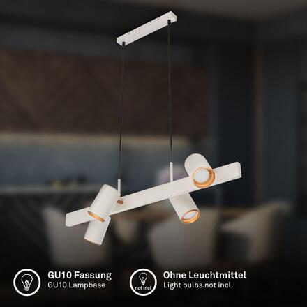 BRILONER Era závěsné svítidlo - nastavitelné, GU10 patice, 4-ramenné, světlešedá/kávová 4058044