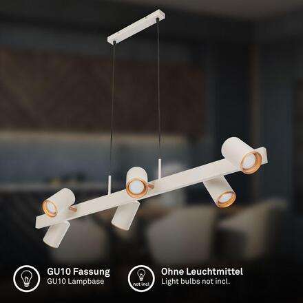 BRILONER Era závěsné svítidlo - nastavitelné, GU10 patice, 6-ramenné, světlešedá/kávová 4058064