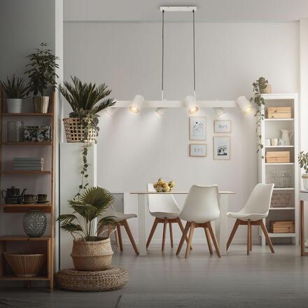 BRILONER Era závěsné svítidlo - nastavitelné, GU10 patice, 6-ramenné, světlešedá/kávová 4058064