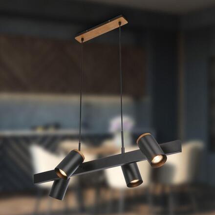 BRILONER Duta závěsné svítidlo - nastavitelné, GU10 patice, 4-ramenné, černá 4059045