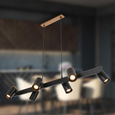 BRILONER Duta závěsné svítidlo - nastavitelné, GU10 patice, 6-ramenné, černá 4059065