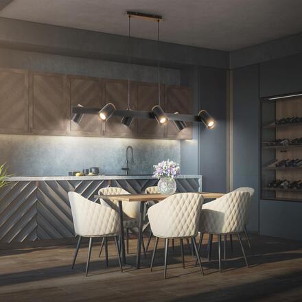 BRILONER Duta závěsné svítidlo - nastavitelné, GU10 patice, 6-ramenné, černá 4059065