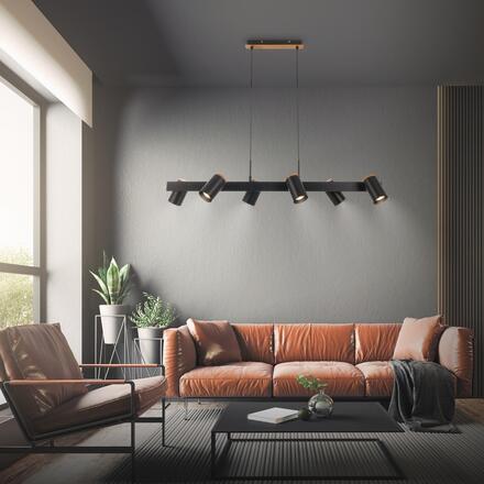 BRILONER Duta závěsné svítidlo - nastavitelné, GU10 patice, 6-ramenné, černá 4059065