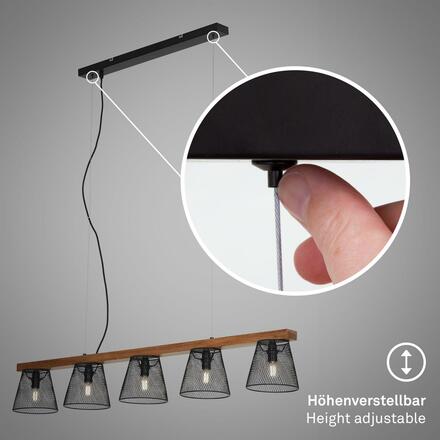 BRILONER Závěsné svítidlo, 110 cm, max. 25 W, černá BRI 4077-055