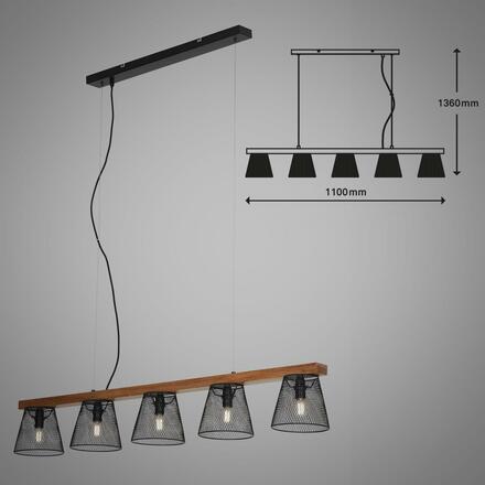 BRILONER Závěsné svítidlo, 110 cm, max. 25 W, černá BRI 4077-055