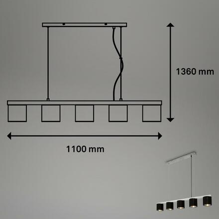 BRILONER Závěsné svítidlo, 136 cm, bez 5x E14, antická stříbrná BRI 4736-054