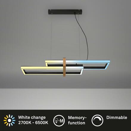 BRILONER LED závěsné svítidlo, 120 cm, časovač, 44W, 400lm, černá/dřevo BRI 4768015