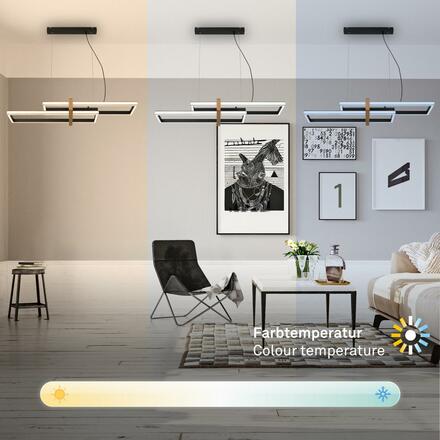 BRILONER LED závěsné svítidlo, 120 cm, časovač, 44W, 400lm, černá/dřevo BRI 4768015