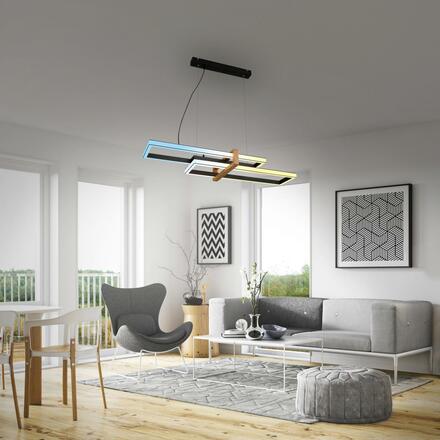 BRILONER LED závěsné svítidlo, 120 cm, časovač, 44W, 400lm, černá/dřevo BRI 4768015
