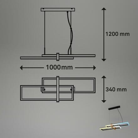 BRILONER LED závěsné svítidlo, 120 cm, časovač, 44W, 400lm, černá/dřevo BRI 4768015