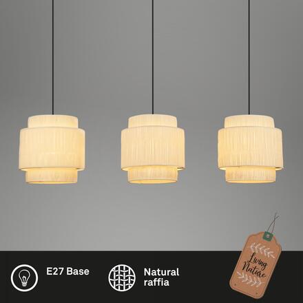 BRILONER Papper závěsné svítidlo, stínidlo z přírodních vláken, 3xE27 patice, přírodní 4851034