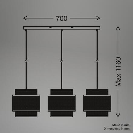 BRILONER Papper závěsné svítidlo, stínidlo z přírodních vláken, 3xE27 patice, přírodní 4851034