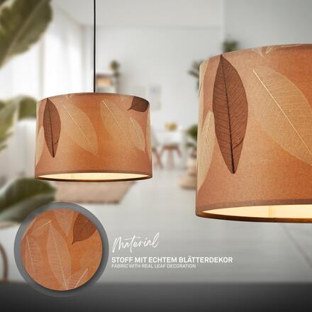 BRILONER Mata závěsné svítidlo, dekor s lístky, E27 patice, kávová barva 4853014