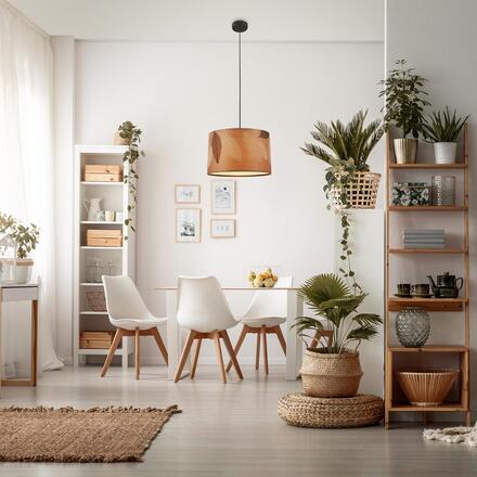 BRILONER Mata závěsné svítidlo, dekor s lístky, E27 patice, kávová barva 4853014