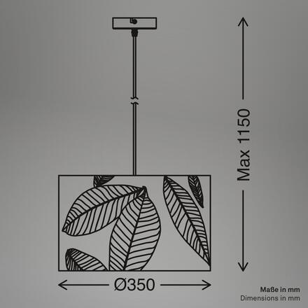 BRILONER Mata závěsné svítidlo, dekor s lístky, E27 patice, kávová barva 4853014