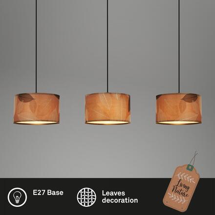 BRILONER Mata závěsné svítidlo, dekor s lístky, 3xE27 patice, kávová barva 4853034