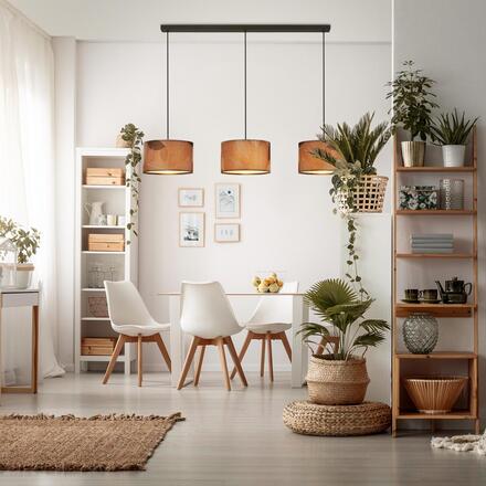 BRILONER Mata závěsné svítidlo, dekor s lístky, 3xE27 patice, kávová barva 4853034