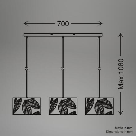 BRILONER Mata závěsné svítidlo, dekor s lístky, 3xE27 patice, kávová barva 4853034