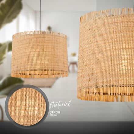 BRILONER Borra závěsné svítidlo, stínidlo ze slámy, 3xE27 patice, přírodní 4854034