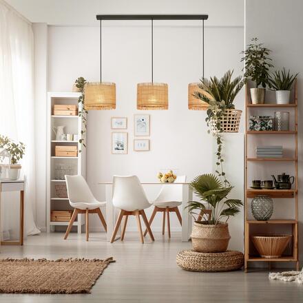 BRILONER Borra závěsné svítidlo, stínidlo ze slámy, 3xE27 patice, přírodní 4854034