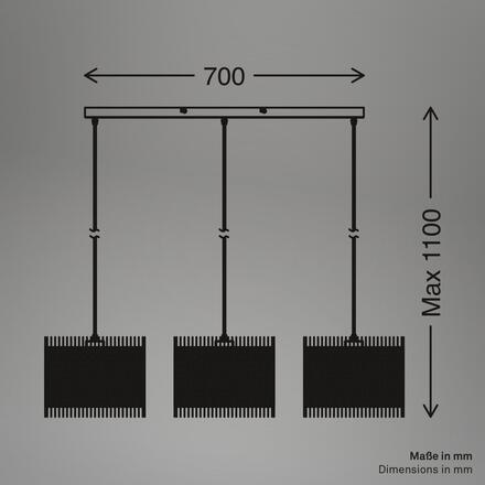 BRILONER Borra závěsné svítidlo, stínidlo ze slámy, 3xE27 patice, přírodní 4854034