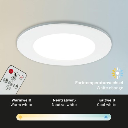 BRILONER CCT LED vestavná svítidla sada, pr.9,2 cm, 3x LED, 4,8 W, 450 lm, bílé IP44 BRI 7034-036