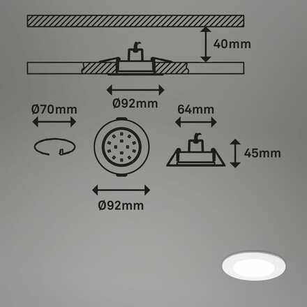BRILONER CCT LED vestavná svítidla sada, pr.9,2 cm, 3x LED, 4,8 W, 450 lm, bílé IP44 BRI 7034-036