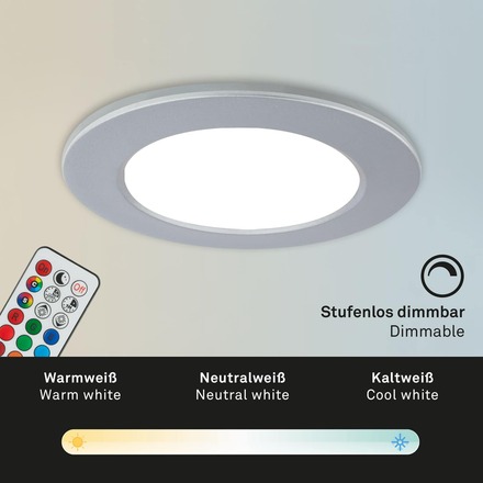 BRILONER RGB-CCT LED vestavná svítidla sada, pr.9,2 cm, 3x LED, 4,8 W, 450 lm, matný chrom IP65 BRI 7035-034
