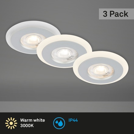 BRILONER LED vestavná svítidla sada, pr.8,4 cm, 3x LED, 5 W, 460 lm, matný chrom IP44 BRI 7039-034