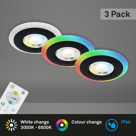 BRILONER LED vestavná svítidla sada, pr.8,4 cm, 3x LED, 5 W, 460 lm, černá IP44 BRI 7040-035