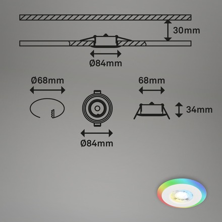 BRILONER LED vestavná svítidla sada, pr.8,4 cm, 3x LED, 5 W, 460 lm, bílé IP44 BRI 7040-036