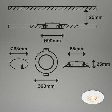 BRILONER LED vestavná svítidla, pr.9 cm, 3x LED, 5 W, 480 lm, bílé BRI 7044-036