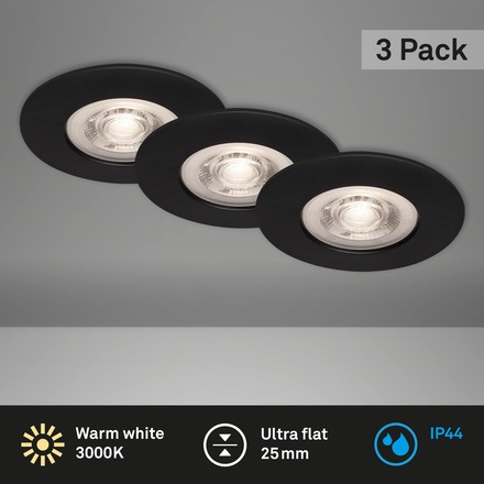 BRILONER 3ks sada LED vestavné svítidlo, pr. 9 cm, 5 W, černá IP44 BRI 7046-035