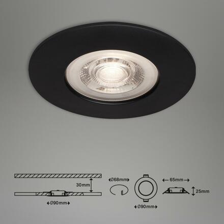BRILONER 3ks sada LED vestavné svítidlo, pr. 9 cm, 5 W, černá IP44 BRI 7046-035